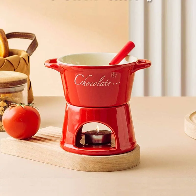 Ceramic Cheese and Chocolate Fondue Set