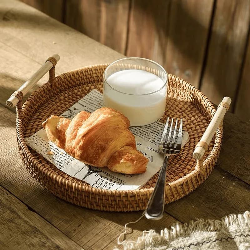 Wicker Decorative Tray with Handles