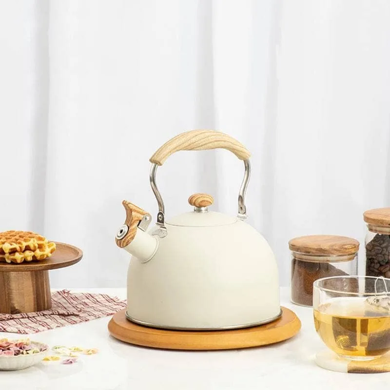 Stainless Steel Whistling Kettle 2.5 L with Wooden Handle