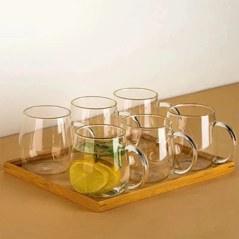Clear Glass Cups 400 ml, Set of 4