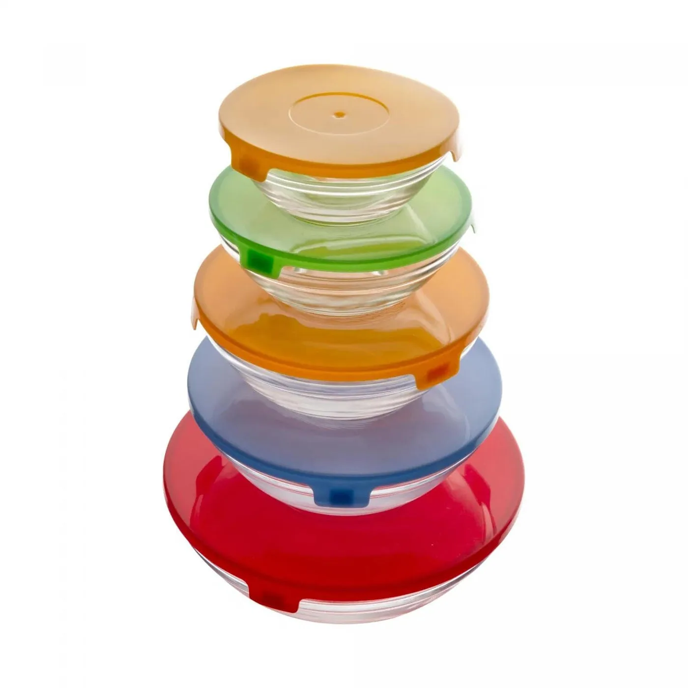Glass Bowls with Airtight Lids, Set of 5