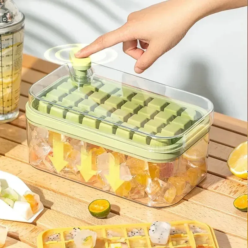 Ice Cube Tray with Release Button and Tongs