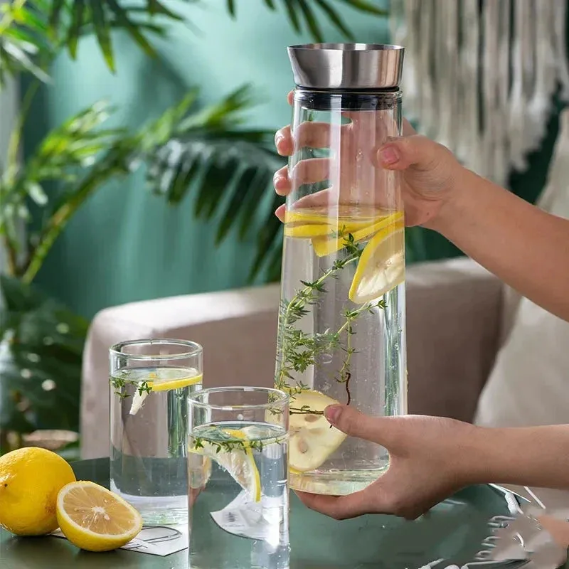 Glass Water Bottle with Stainless Steel Lid