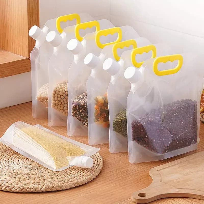 Food Storage Bags with Dispenser, Set of 10