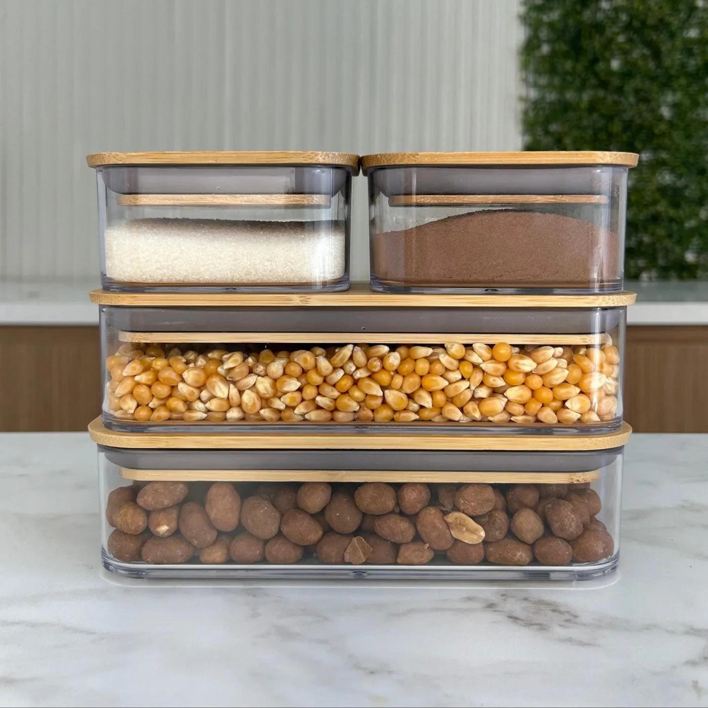 Airtight Containers with Bamboo Lids, Set of 4