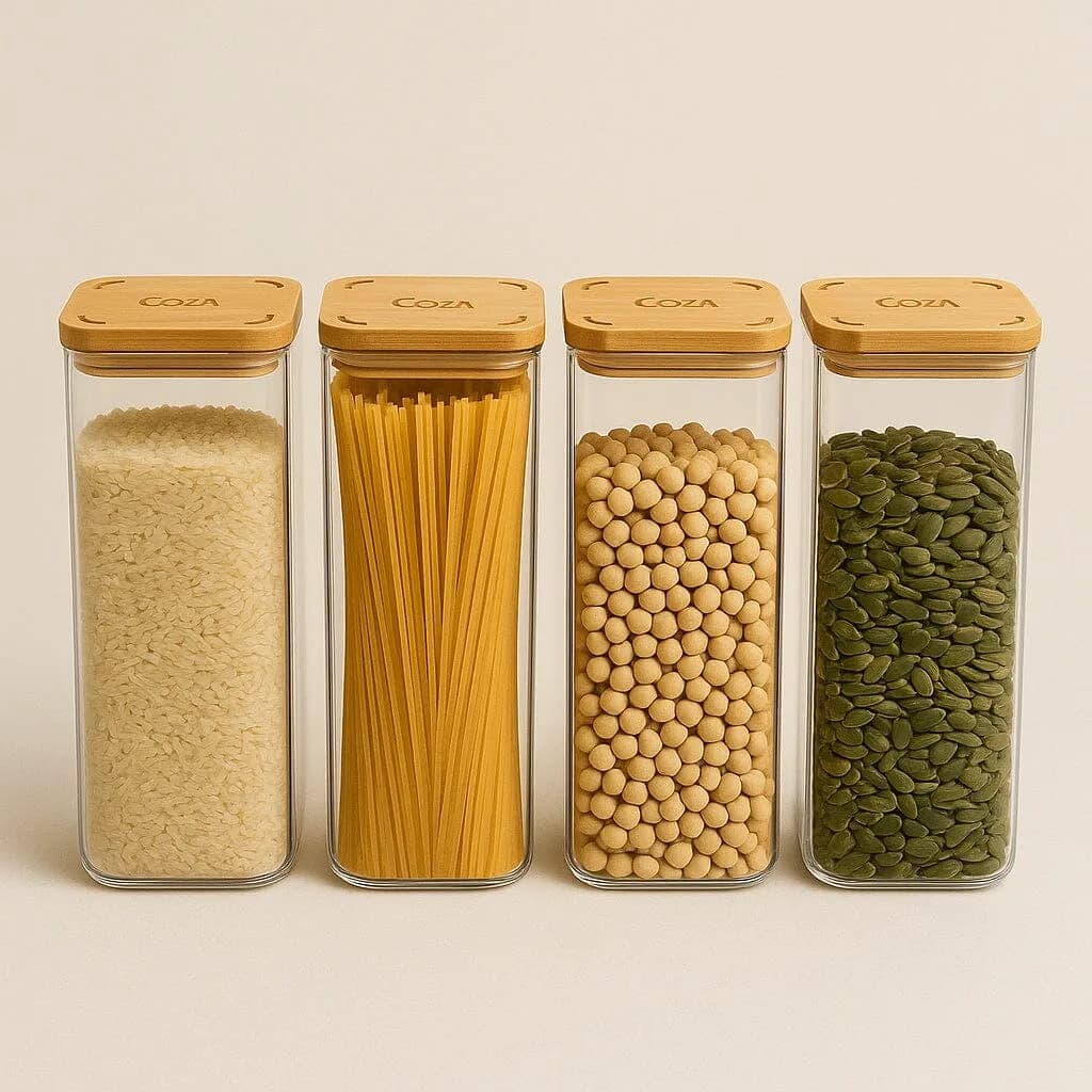 Airtight Containers with Bamboo Lid 1.5L, Set of 4