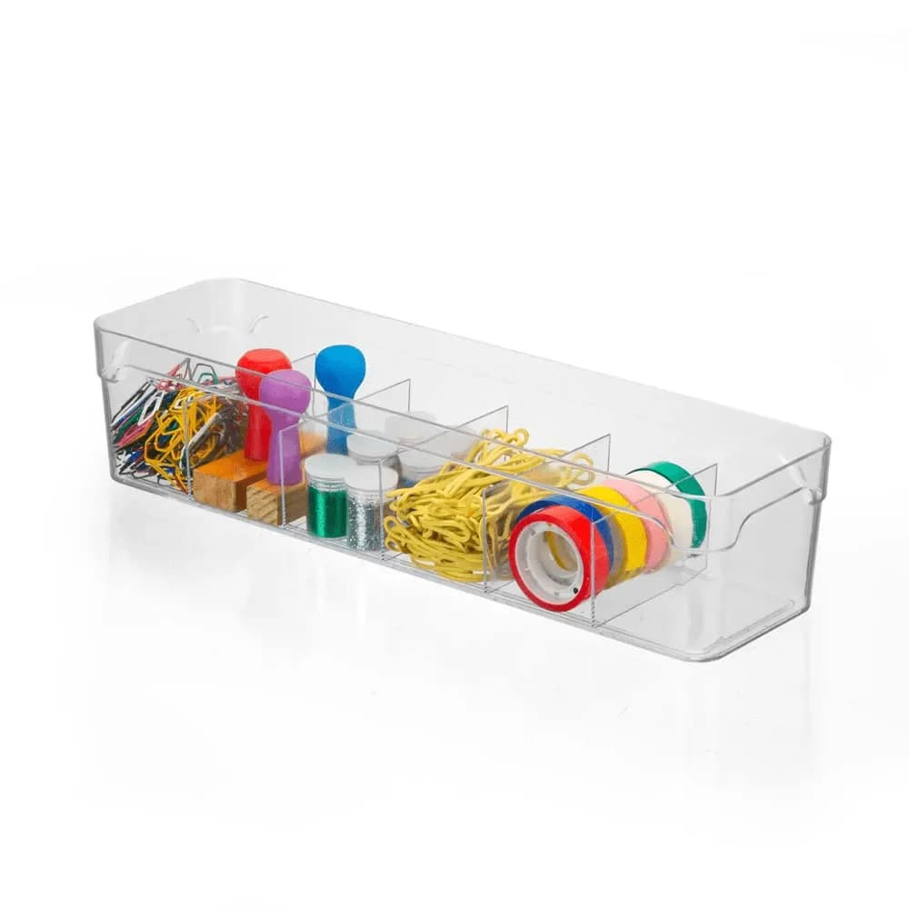Clear Drawer Organizer with 6 Compartments
