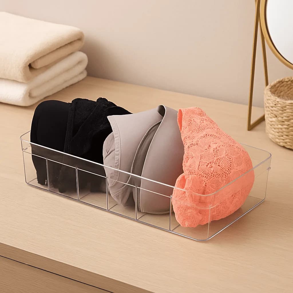 Clear Drawer Organizer With Dividers, 4.3 L