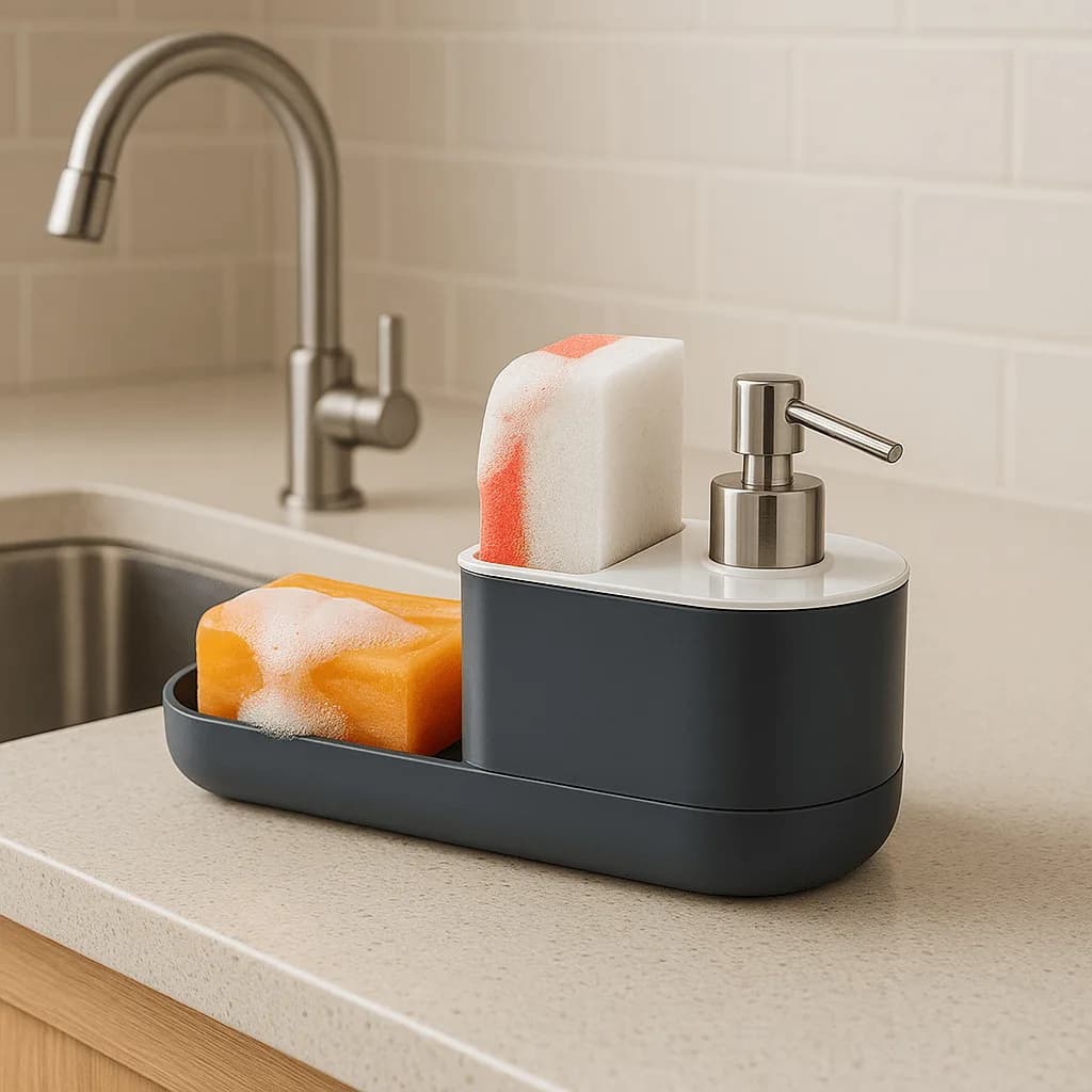 Sink Organizer with Soap Dispenser and Sponge Holder