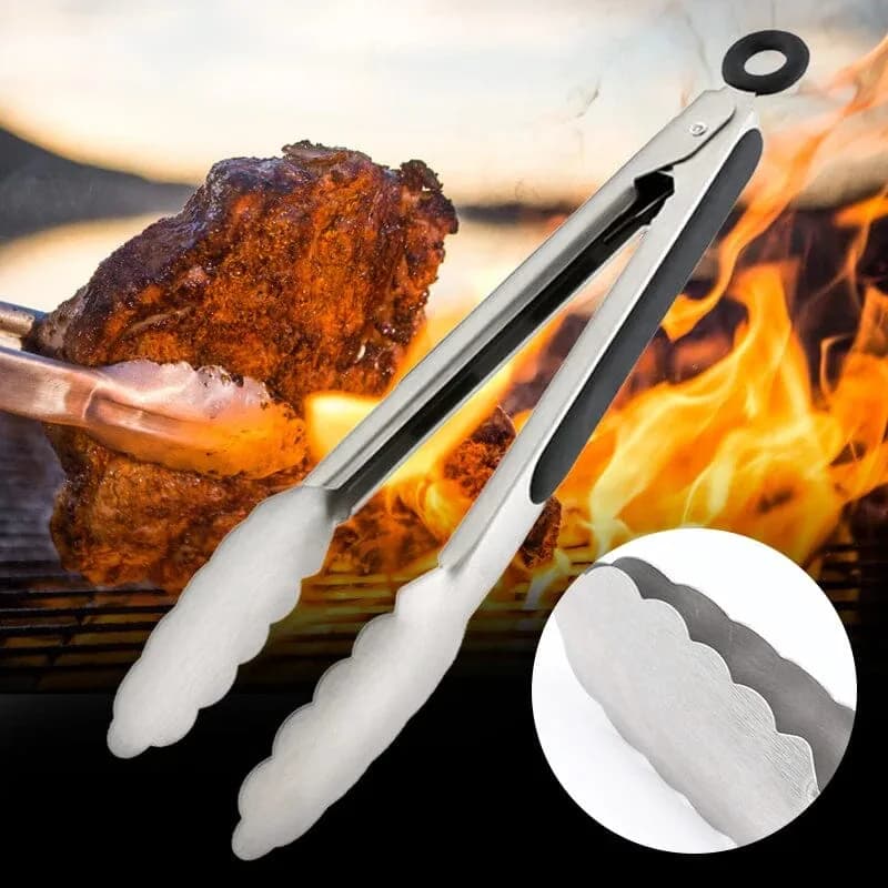 Stainless Steel BBQ Tongs with Non-Slip Handle