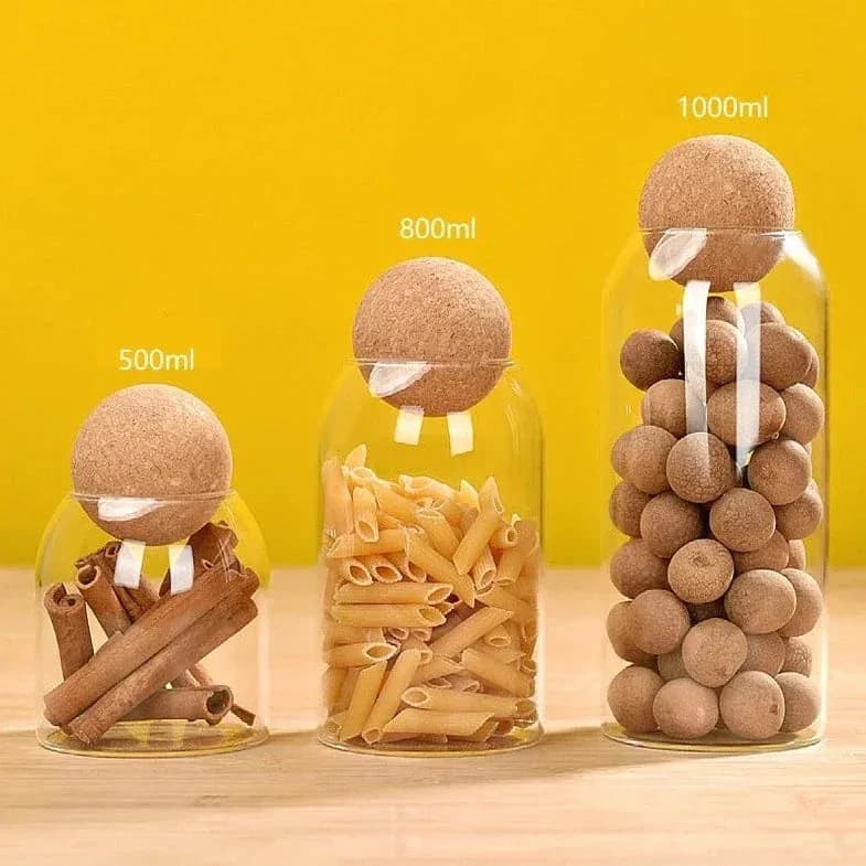 Glass Jar with Cork Ball Lid