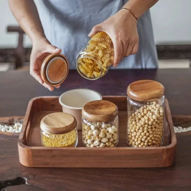 Airtight Glass Jar with Wooden Lid