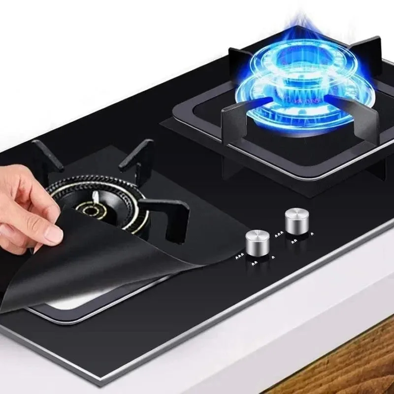 Black Gas Stove Burner Protector Liners