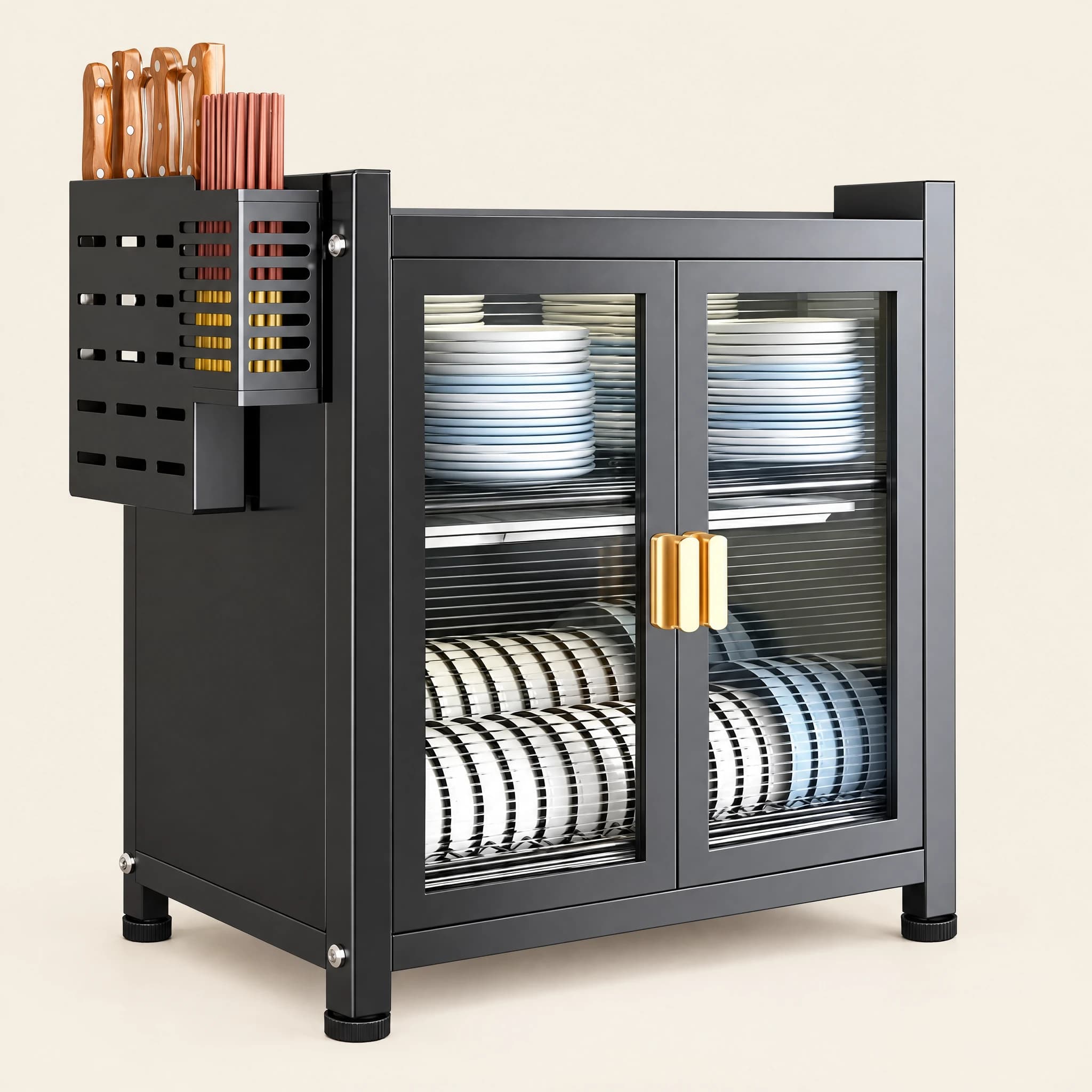Fluted-Door Countertop Cabinet