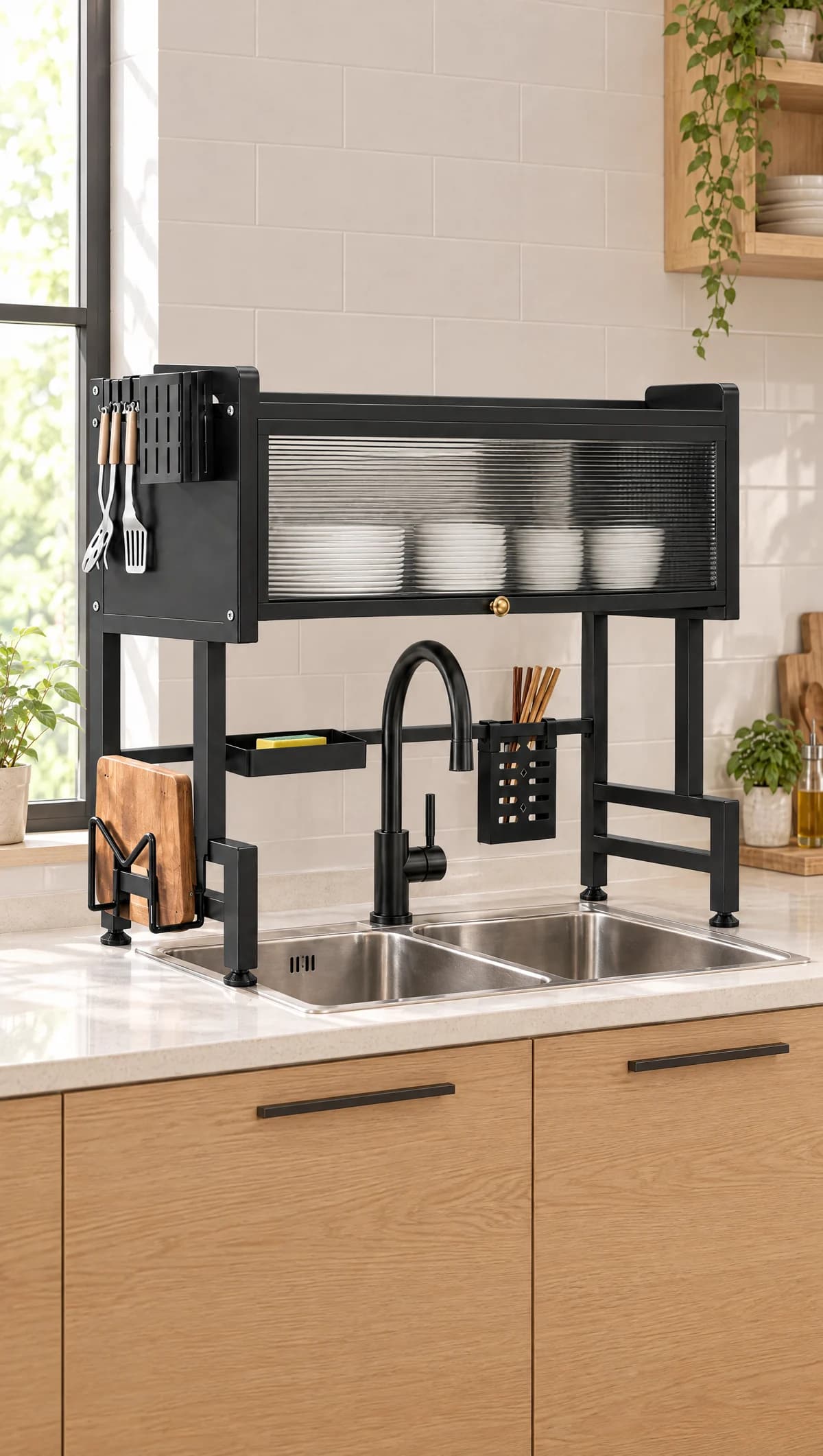 Dust-Proof Over-Sink Dish Cabinet